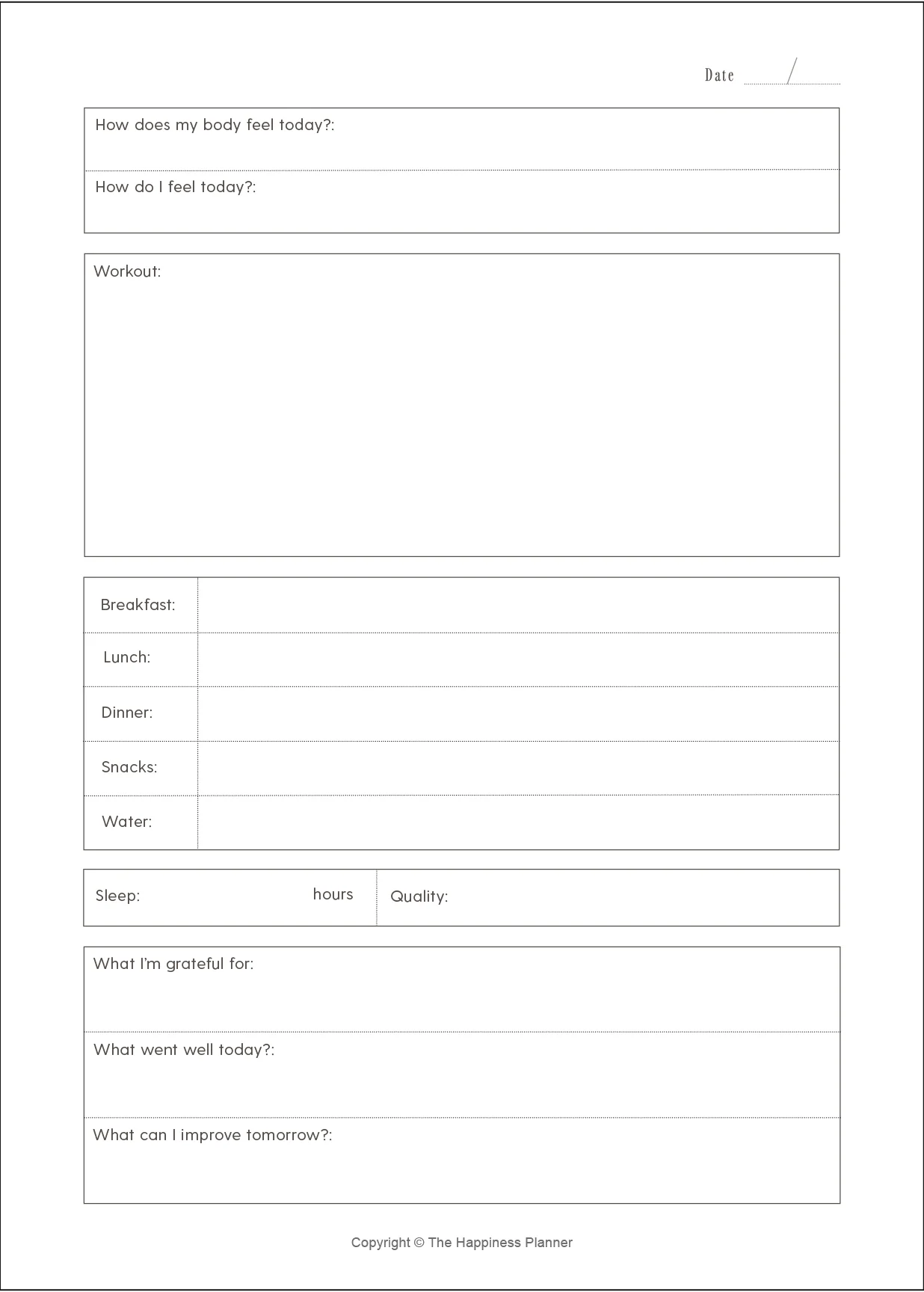 Printable: Health & Fitness Tracker