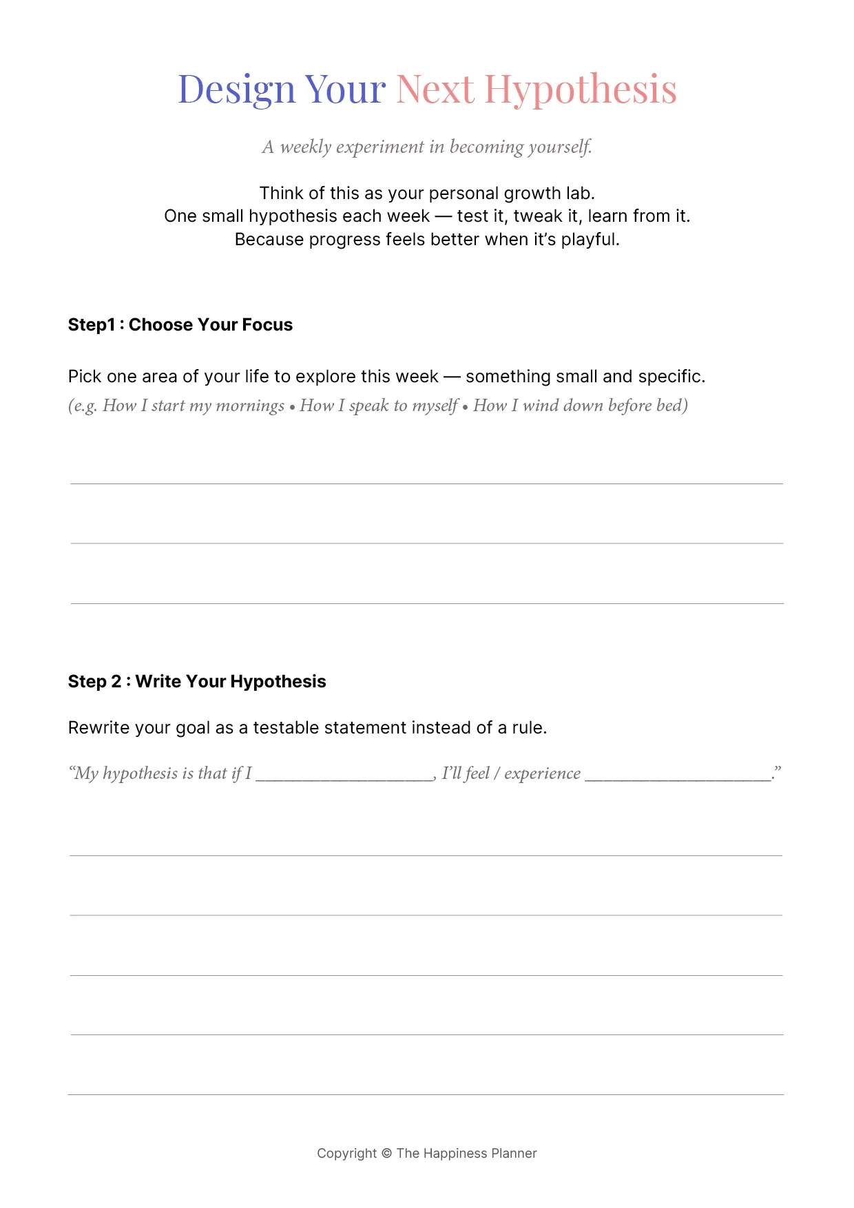 Printable: Design Your Next Hypothesis
