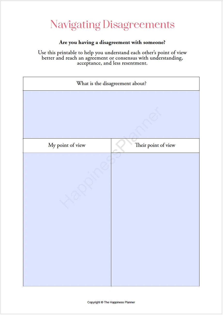 Printable: Navigating Disagreements