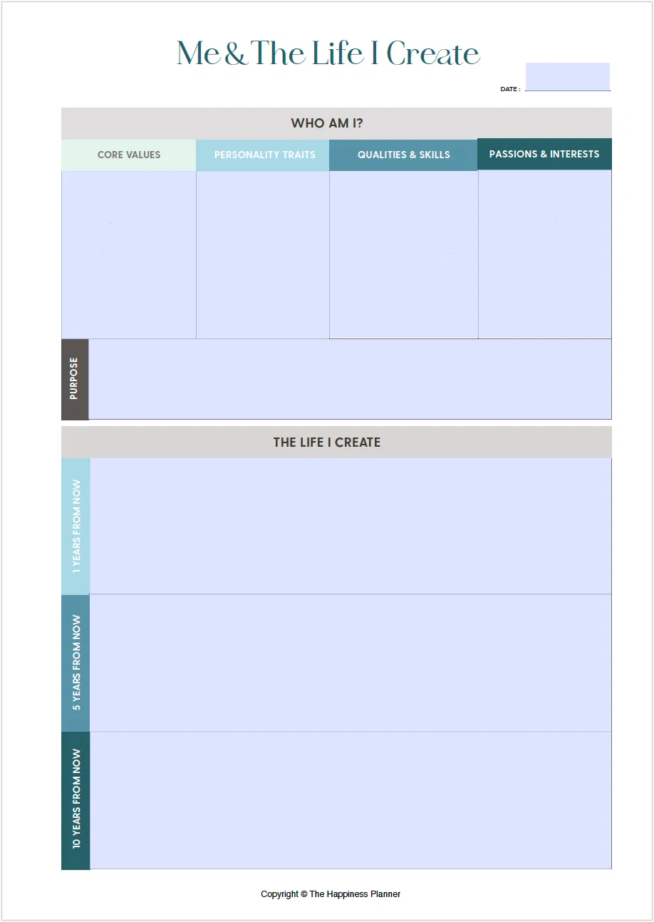 Printable: Me & The Life I Create