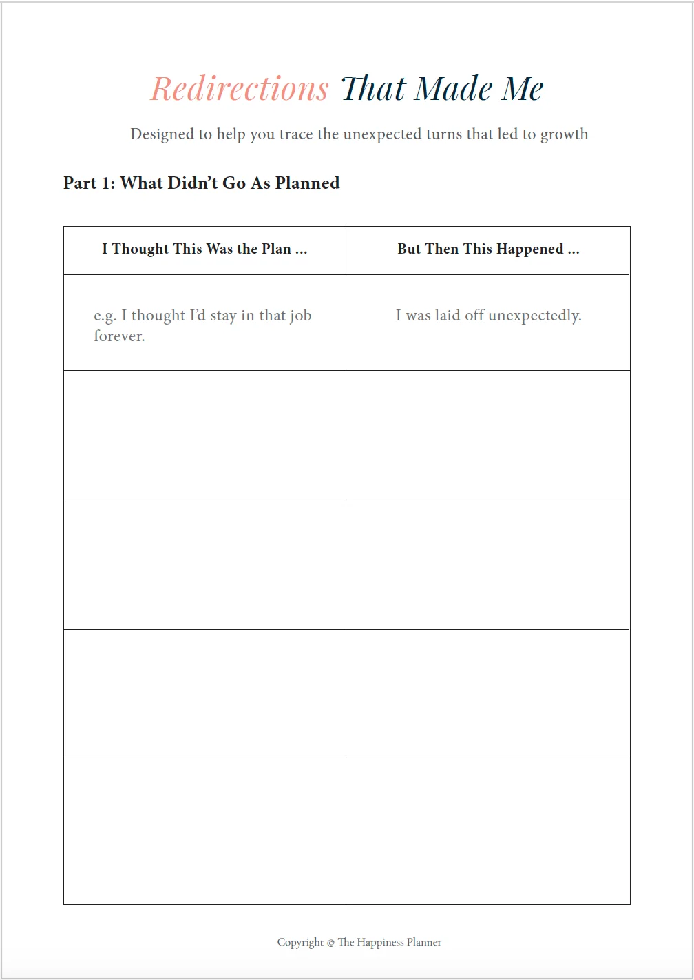Printable: Redirections That Made Me