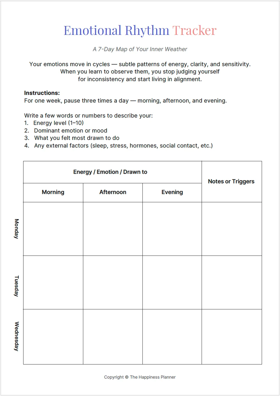 Printable: Emotional Rhythm Tracker