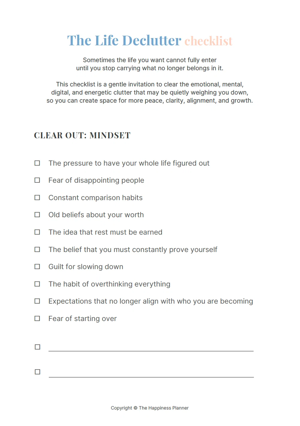 Printable: The Life Declutter Checklist