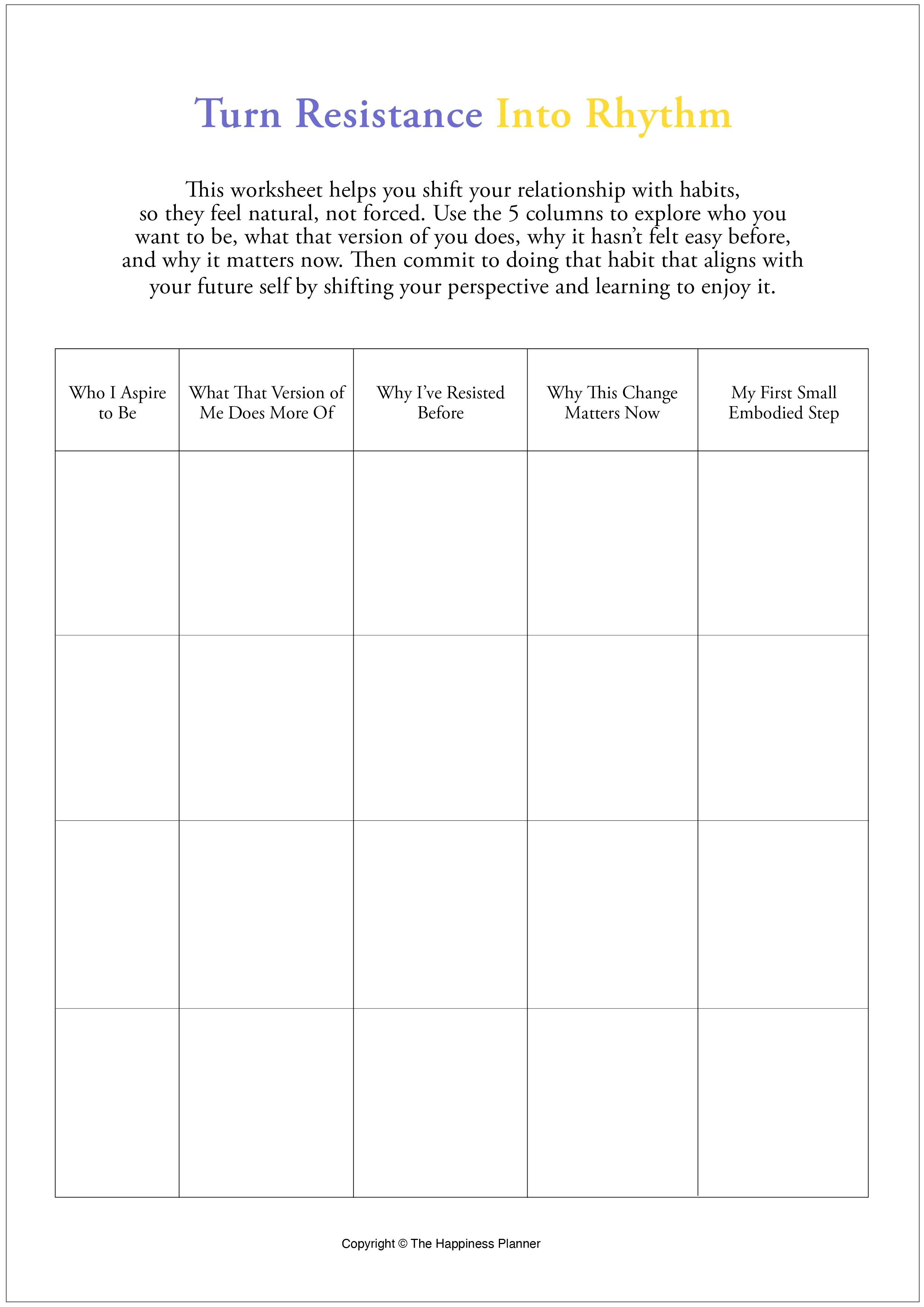 Printable: Turn Resistance Into Rhythm